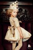 Precious Flower Gold Girls Jacquard Queen Dress