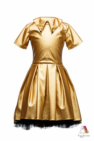 Lustre High-Low Gold Girls Dress