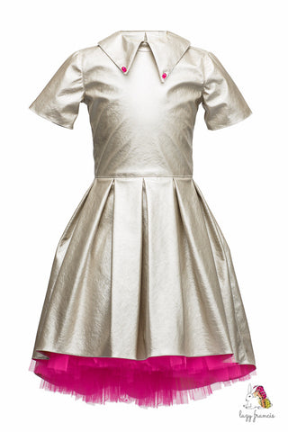 Lustre High-Low Silver Girls Dress