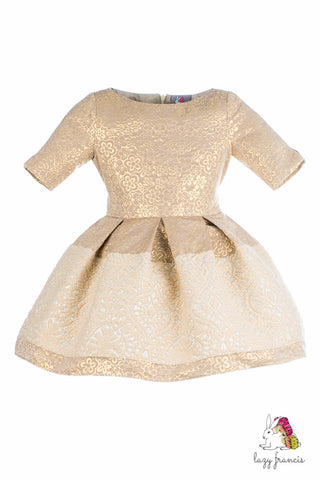 Precious Flower Gold Girls Jacquard Queen Dress