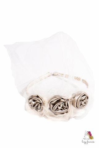 Lustre Silver Girls Triple Rose Headband