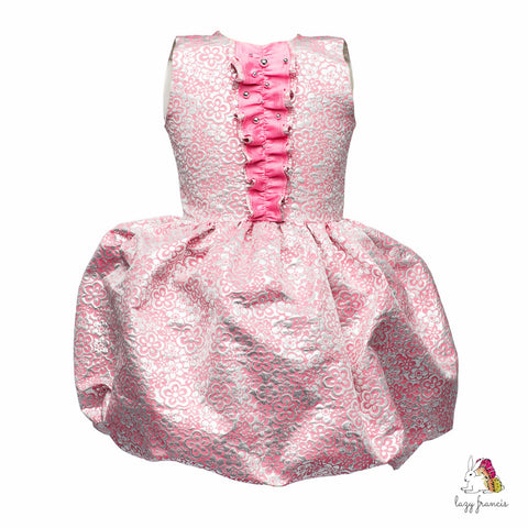 Precious Flower Jacquard Transformer Dress in Pink-146