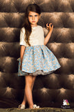 Sky Flower Blue Girls Queen Dress