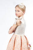 Sky Flower Orange Girls Jacquard Dress