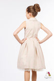 Velvet Flower Pink Linen Girls Dress