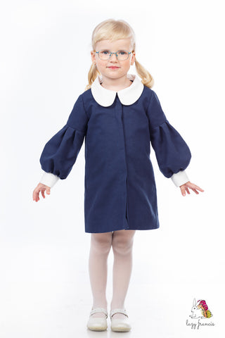 Puffsleeve Navy Blue Girls Coat