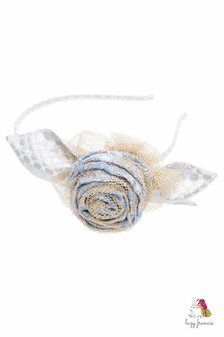 Sky Flower Blue Girls Rose Headband