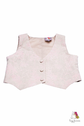 Velvet Flower Pink Linen Girls Vest