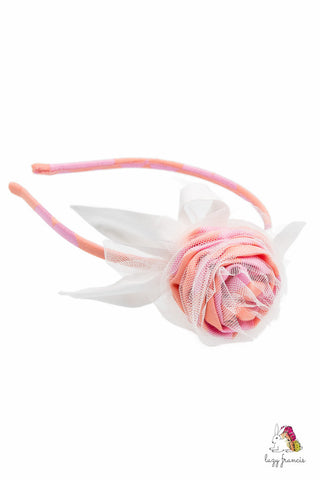 Queen of Hearts Pink Girls Rose Headband