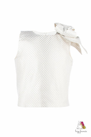 Sky Flower Cream Girls Jacquard Top