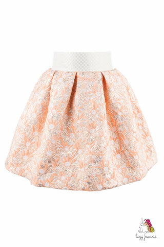 Sky Flower Orange Girls Jacquard Skirt