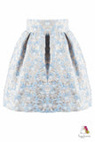 Sky Flower Blue Girls Jacquard Skirt