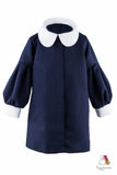 Puffsleeve Navy Blue Girls Coat