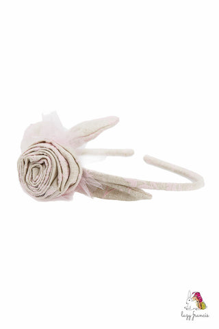 Velvet Flower Pink Girls Rose Headband